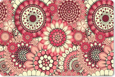 Produktbild von MuchoWow® Schreibtischunterlage Blume - Mandala - Retro - Muster 60x40 cm - XXL Mauspad - Großes Mauspad