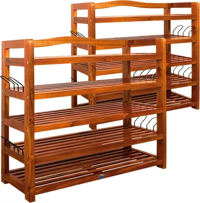 Produktbild von CASARIA® Schuhregal Schmal 2er Set Holz FSC®-Zertifiziert 5 Ebenen 80x26x82cm Akazie Platzsparend Offen Flur Schuhschrank Schuhständer Schuhablage Regal