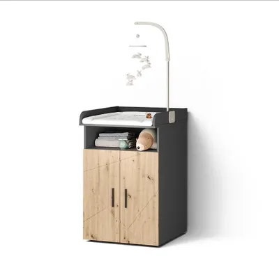 Immagine prodotto di Fasciatoio Livinity Ronco Antracite/Rovere artigianale con unità di cambio, Model 62539