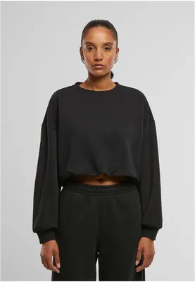 Produktbild von Urban Classics Sweatshirt Damen Ladies Cropped Gathered Sweatshirt schwarz L