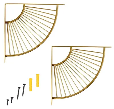 Productafbeelding van Omgoods - Set van 2 Decoratieve Wandplanken van Metaal in Goud