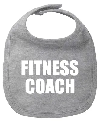Produktbild von Huuraa Baby Lätzchen Fitness Coach Training Heather Grey Klettverschluss Baumwolle Latz Geschenkidee