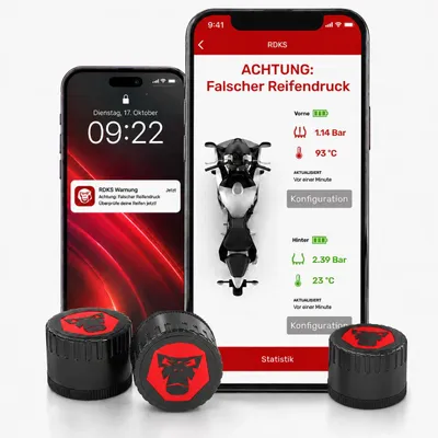 Obrázek produktu pro RideLink TireGuard | Systém kontroly tlaku v pneumatikách (RDKS) pro motocykly, 3 senzory