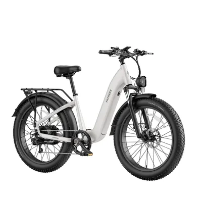 Obrázok produktu pre Elektrické bicykel typu "fatbike" s 26-palcovými kolesami, vybavený 48V 20Ah batériou (55Nm), odpruženou vidlicou, hydraulickými kotúčovými brzdami, 7-stupňovou prevodovkou a nízkym rámom, farba: sivá