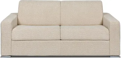 Produktbild von 3-Sitzer-Schlafsofa mit Express-Klappmechanismus aus beigem Bouclé-Stoff – Schlaffläche mit breiten Lattenrosten (140 cm) – 22 cm dicke Memory-Schaum-Matratze – CALITO