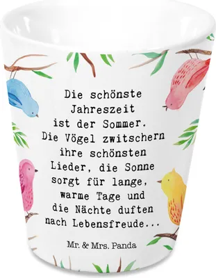 Produktbild von Mr. & Mrs. Panda Pflanztopf Vogelgezwitscher - Weiß - Geschenk, Pflanzgefäß, Blumentopf Keramik, Dekoration, Topf, Kräutertopf