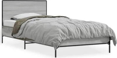 Produktbild von vidaXL Bettgestell Grau Sonoma 90x200 cm Holzwerkstoff und Metall