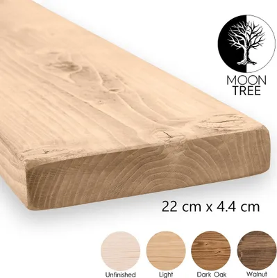 Produktbild von MoonTree | rustikales Wandregal aus Holz Liden, 22x4.4x60cm, Light | Hängeregal, Regalboden, Wandregal Holz für Wohnzimmer, Küche & Flur