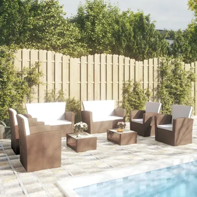 Image de Maison Exclusive - Ensemble salon de jardin 8 pièces avec coussins en polyrotin brun