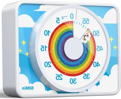 Productafbeelding van Visuele Timer - Kindertimer Tijdmanagement - Studie Hulp - Speels Regenboog Design - 95 cm - Wit