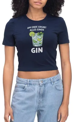 Produktbild von Spreadshirt Am Ende Ergibt Alles Einen Gin Crop Top, L, Light Navy