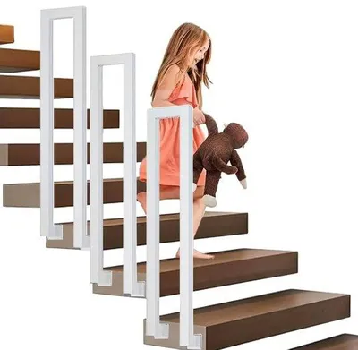 Obrázok produktu pre Bezpečné a štýlové schodiskové zábradlie v tvare U pre interiér aj exteriér, 90 cm, kovové, biele