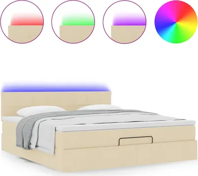 Produktbild von Ottoman-Bett mit Matratze & LEDs Creme 160x200 cm Stoff