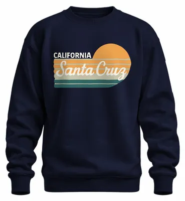 Immagine prodotto di Santa Cruz California Retro Sunset Surf Beach Coast Unisex Felpa Pullover, Navy, M
