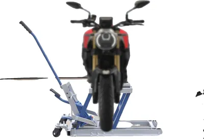 Immagine prodotto di Cric idraulico per moto, capacità di carico 680 kg, altezza regolabile da 12 a 38 cm
