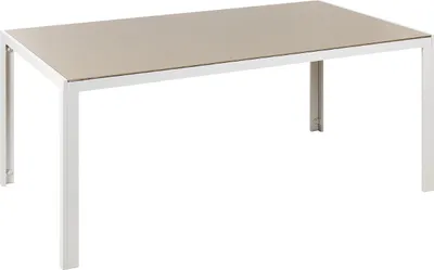 Produktbild von BELIANI Gartentisch Beige und Weiß Aluminium mit Glasplatte Hartglas 160 x 90 cm Rechteckig Modern Outdoor Terrasse Ausstattung