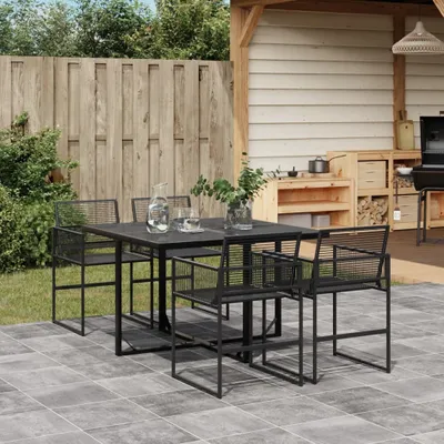 Produktbild von BEI CLORIS Gartenmöbel Set Balkonmöbel-Set 5-tlg. Garten-Essgruppe Schwarz Poly Rattan - Gartenmöbelgarnituren Neu8244389 2parcel