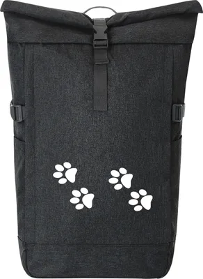 Produktbild von Huuraa Kurierrucksack Fußtapsen Tapsen 30-44 Liter Black Melange Fairtrade Rolltop Rucksack Geschenkidee