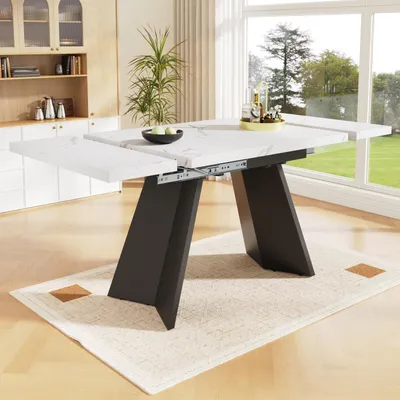 Produktbild von Esstisch Teleskoptisch Ausziehbar 99-159 x 74 cm Küchentisch Breite Arbeitsfläche Flexibel Weiß