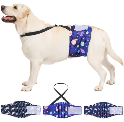 Immagine prodotto di Set di 3 pannolini riutilizzabili per cani maschi, con bretelle
