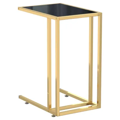 Produktbild von vidaXL Computer-Beistelltisch Schwarz 50x35x65 cm Hartglas