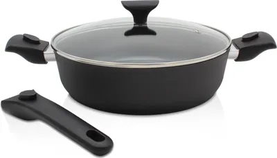 Produktbild von Karl Krüger 21928GA Aluguss-Servierpfanne Gamma Ø 28 cm, mit Glasdeckel und abnehmbaren Griffen