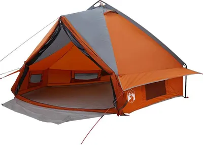Image de Tente tipi vidaXL pour 6 personnes, gris et orange, 431 x 366 x 185 cm