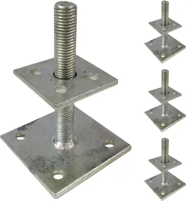 Produktbild von Pfostenträger verstellbar 35-160 mm Stützenfuß für Holzpfosten höhenverstellbar Carport Pergola : 4 Stück Stückzahl: 4 Stück