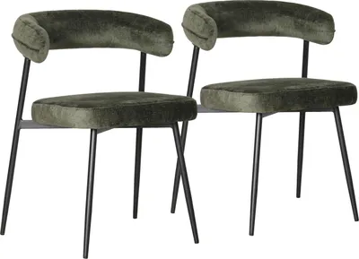 Image de Lot de 2 chaises en tissu vert THEA