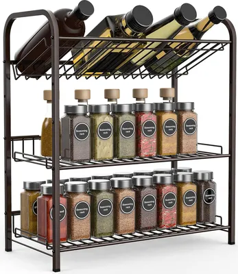 Produktbild von 3-stufiger Kräuterregal-Organizer - Aufbewahrungsregal für Gewürze - Küchenregal für Arbeitsflächen und Schränke