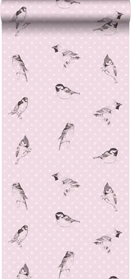 Immagine prodotto di ESTAhome Carta da parati uccelli rosa chiaro - 115747 - 53 cm x 10,05 m