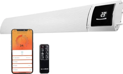 Produktbild von KLAMER Infrarotheizung 2600 W – WLAN Heizstrahler mit App- & Timer, Decken- & Wandmontage, Fenster-offen-Erkennung, Überhitzungsschutz, leise Strahlungswärme für Terrasse, Wintergarten & Innenräume