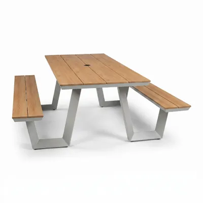 Produktbild von Picknicktisch Coffee Bay | Champagner | Aluminium & Tecon Teak