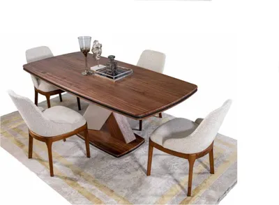 Produktbild von Braun-Graue Esszimmer Garnitur Luxus Esstisch 4x Stühle Essgruppe Set