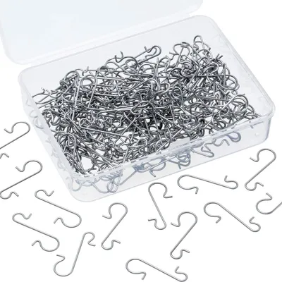 Produktbild von 201 Stück Weihnachtsschmuckhaken Ornamentaufhänger Weihnachtsmetalldrahthaken mit Aufbewahrungsbox für Weihnachtsbaumdekoration (Silber)