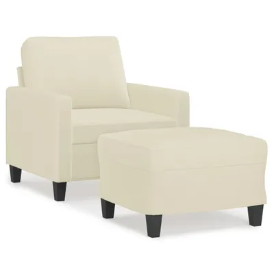 Produktbild von vidaXL Sessel mit Hocker Creme 60 cm Kunstleder