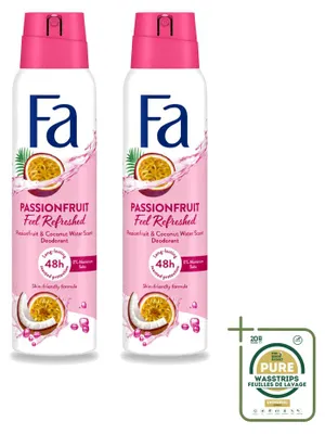 Obrázok produktu pre 2 x Deodorant vo forme spreju Fa, vôňa marakuji, 150 ml - balenie s 2 kusmi