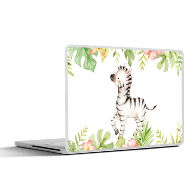 Produktbild von MuchoWow® Laptop Aufkleber Sticker Cover Zebra - Blumen - Dschungel - Aquarell 30x21 cm - Sticker für Laptop - Selbstklebend