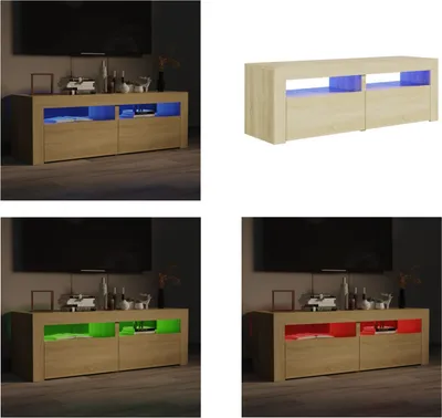 Produktbild von vidaXL TV Schrank mit LED Leuchten Sonoma Eiche 120x35x40 cm - TV-Schrank - TV-Schränke - TV-Schrank Mit LED - TV-Möbel