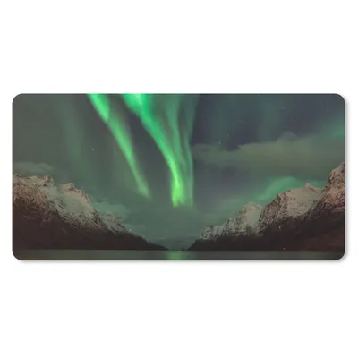 Produktbild von MuchoWow® Schreibtischunterlage Nordlichter - Grün - Fjord 80x40 cm - XXL Mauspad - Gaming Mauspad