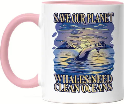 Produktbild von Save Our Planet Whales Need Clean Oceans Tasse Rosa Naturschutz Umweltverschmutzung Ozean