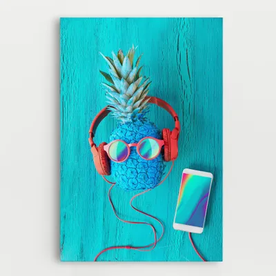 Produktbild von ARTHUB® Leinwandbild 40x60 cm, Blue Pineapple | Wohnzimmerdekoration, Hängende Bilder, Wanddekoration, Heimdekoration, Landschaften, Sommer