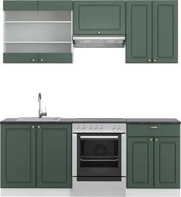 Produktbild von Küchenzeile Vicco Fame-Line Grün-Gold Landhaus/Weiß 200 cm , AP Anthrazit, Model 42291