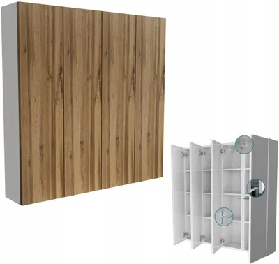 Zdjęcie produktu dla wisząca szafka łazienkowa 100cm 100x100 do łazienki dąb wotan (4x25cm)