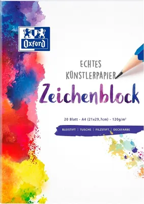 Produktbild von Zeichenblock A4 blanko 120g/qm 20 Blatt Packung mit 10 Stück