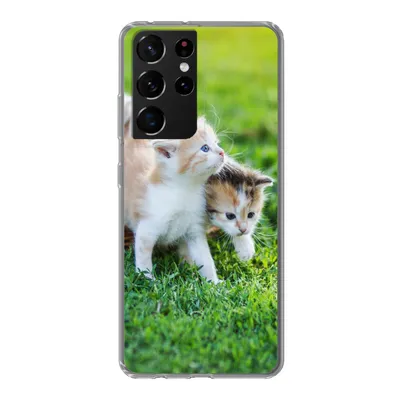 Produktbild von MuchoWow® Handyhülle Schutzhülle Hülle für Samsung Galaxy S21 Ultra Kätzchen - Katze - Korb - Mädchen - Kinder - Jungen - Kinder Silikon Softcase Handy Hülle - Mobiltelefon