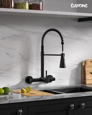 Imagen del producto de Grifo de cocina de montaje en pared con ducha extraíble, color , para la cocina