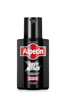 A product shot of Alpecin Grey Attack Coffein & Color Shampoo on a white background.