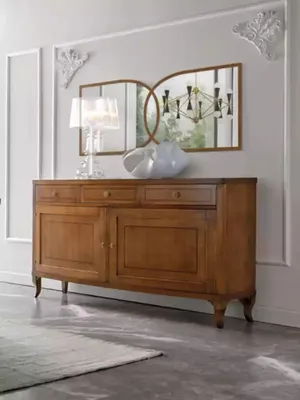 Produktbild von Esszimmer Set Tisch 4x Stühle Anrichte mit Spiegel Klassischе Möbel 8tlg