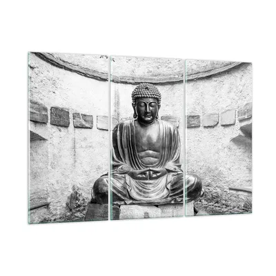 Produktbild von Bilder auf glas - 3 Teile - Japanisch Buddha Statue - 165x110cm - Glasbilder - Wandbilder - Bilder - zum Aufhängen bereit - Wanddekoration aus Glas - Glas Bilder - Wandbild auf Glas - GCE165x110-4329